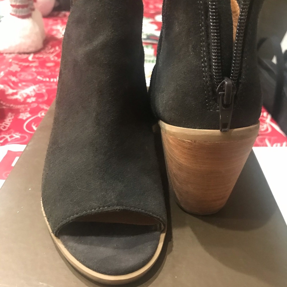 susina carina peep toe suede bootie